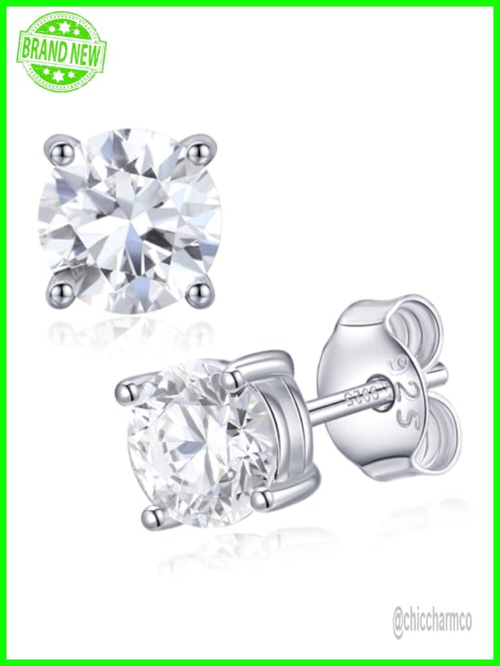 1.0 Carat Lab Grown Diamond Stud Earrings Sterling Silver